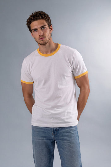 Men's Cream Ringer T-Shirt