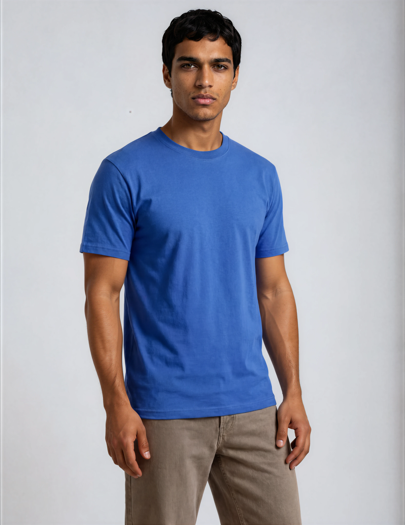 Men's classic short sleeve t-shirt in blue, front view