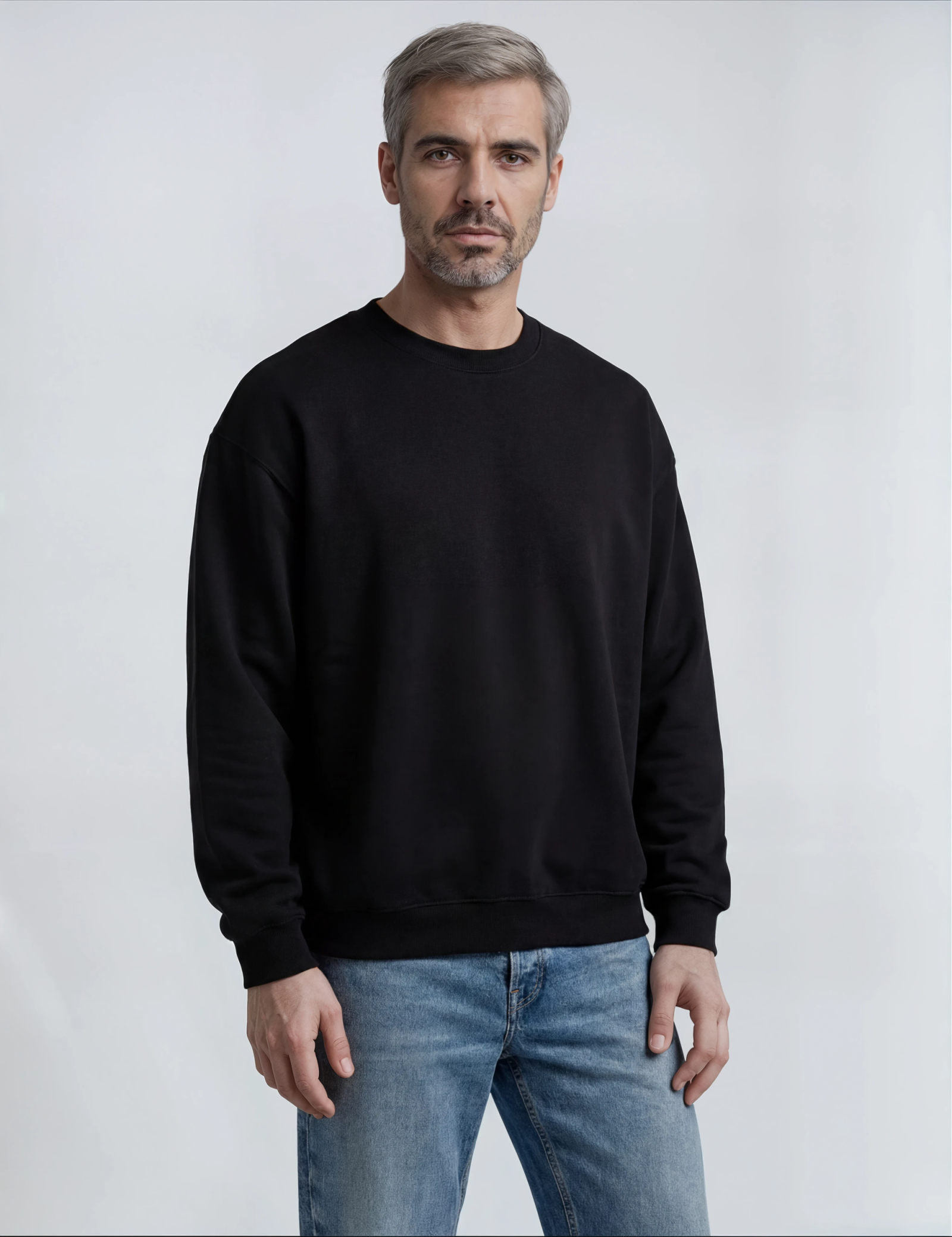 Men's classic sweatshirt in black, front view