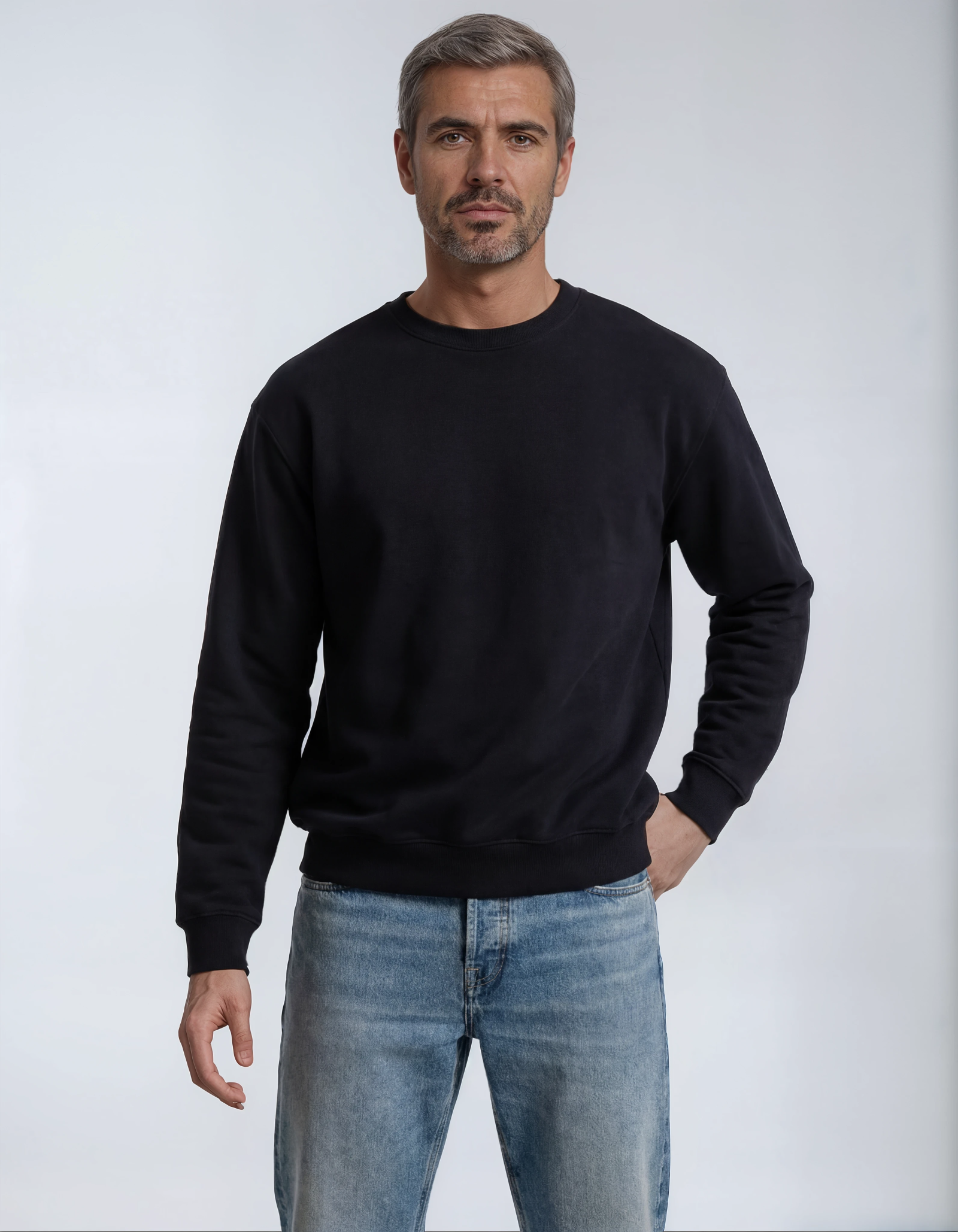 Men's tall sweatshirt in black, front view