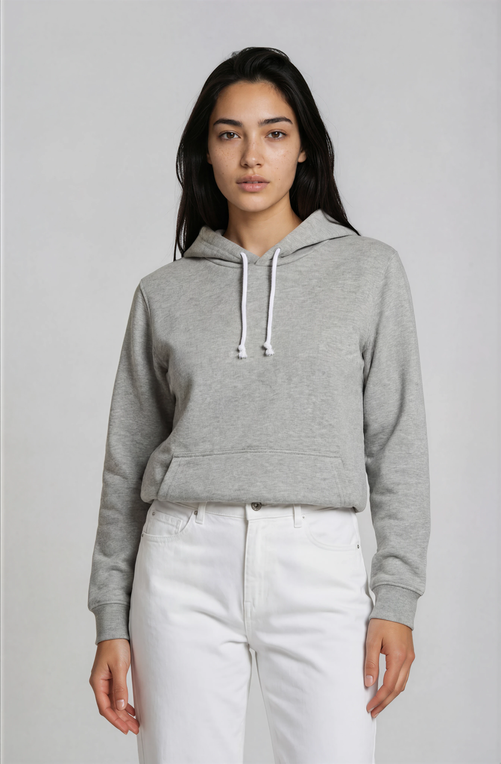 Women's classic hoodie in grey, front view
