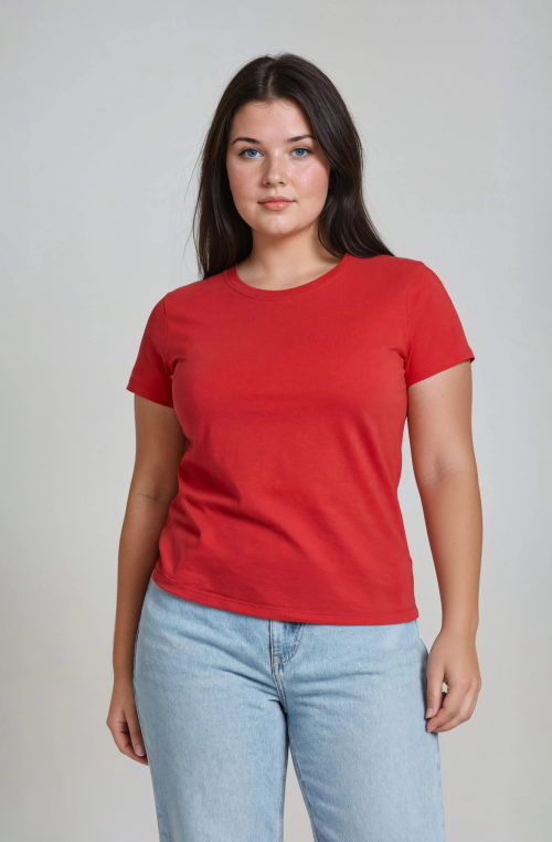 Women’s classic short sleeve t-shirt in red, front view