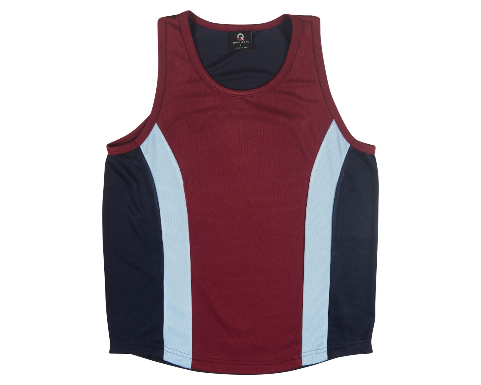 Qualitops Custom Made Mens Two Tone Singlet Polyester Australian made clothing