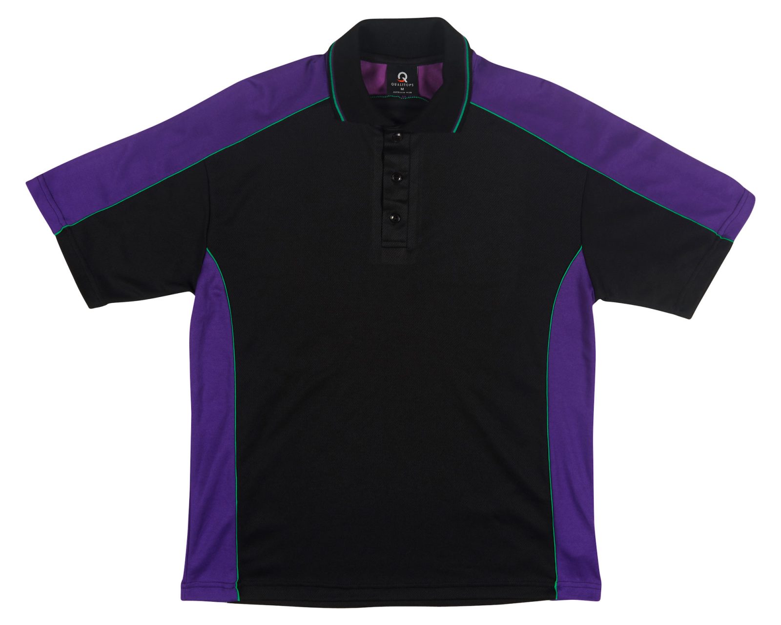 Qualitops Custom Made Mens Two Tone Short Sleeve Polo Polyester Australian made clothing