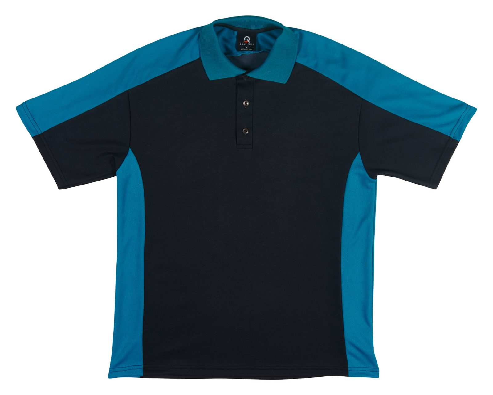 Qualitops Custom Made Mens Two Tone Short Sleeve Polo Polyester Australian made clothing